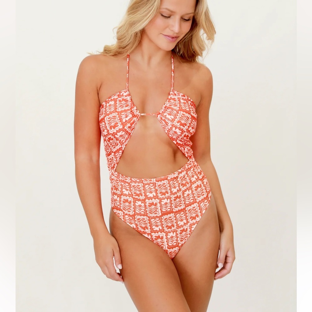 NWT Citrine Swim Carson One Piece - Mandarin Stamp - Size Large